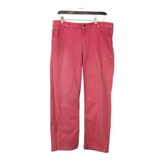 Liz Claiborne Vintage Woman's Size 14 Petite Straight Leg Fit Pink Denim Jeans - Picture 1 of 14
